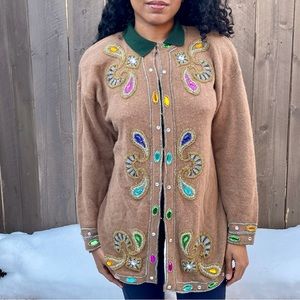 Brown Jeweled Cardigan